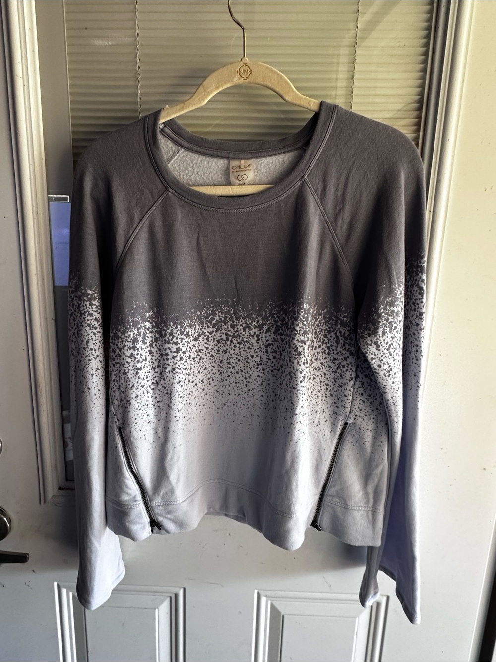 CALIA by Carrie Underwood Gray Ombre Speckle Crew Sweatshirt